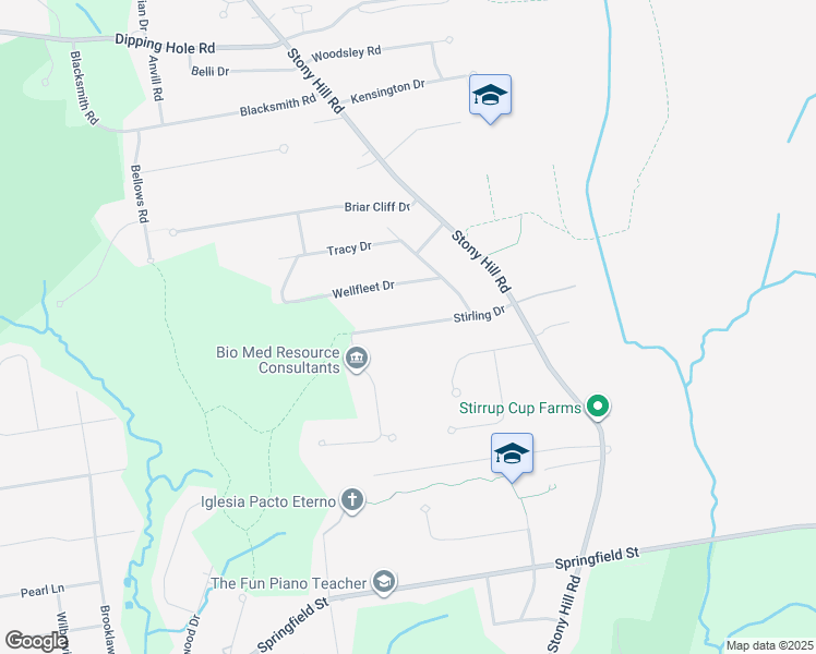 map of restaurants, bars, coffee shops, grocery stores, and more near 16 Stirling Drive in Wilbraham