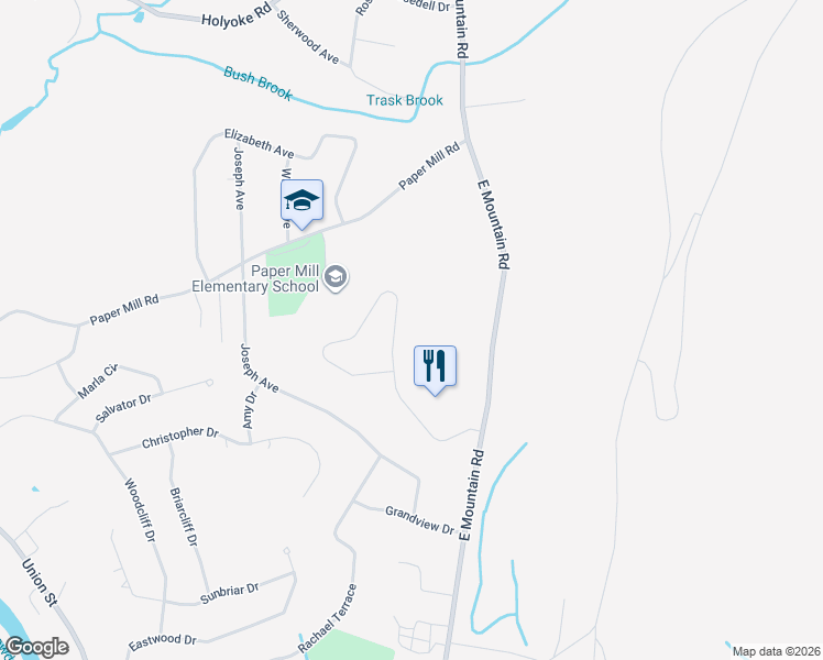 map of restaurants, bars, coffee shops, grocery stores, and more near 69 Hillcrest Cir in Westfield