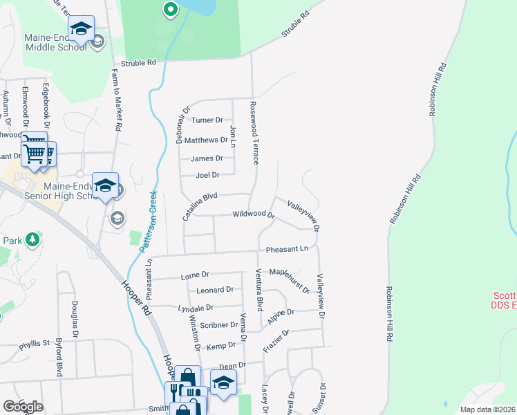 map of restaurants, bars, coffee shops, grocery stores, and more near 3705 Wildwood Dr in Endicott
