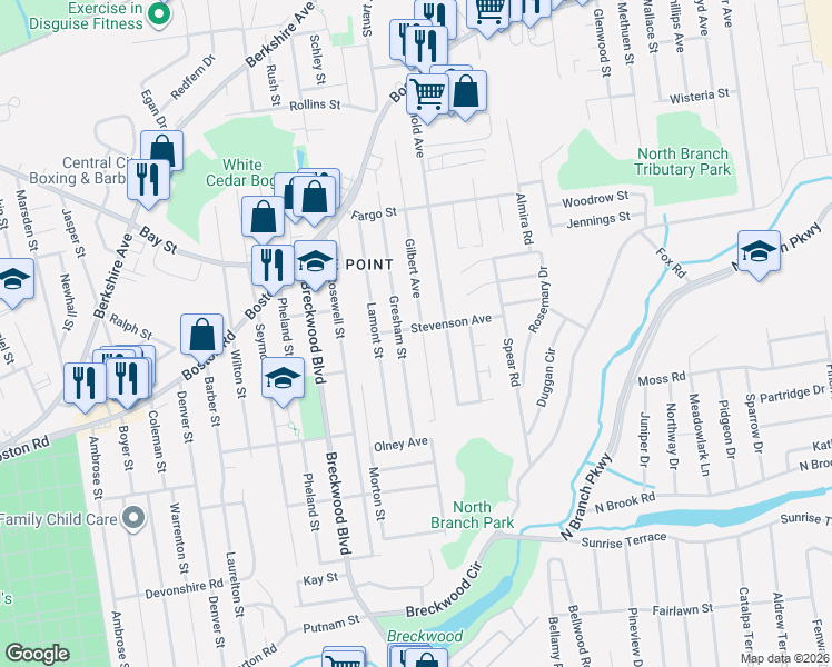 map of restaurants, bars, coffee shops, grocery stores, and more near 242 Gilbert Avenue in Springfield