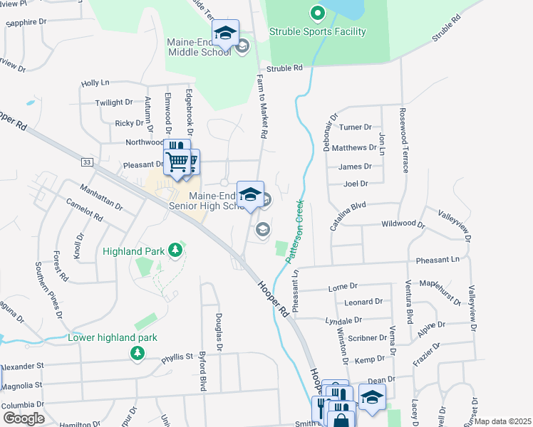 map of restaurants, bars, coffee shops, grocery stores, and more near 750 Farm to Market Road in Endwell