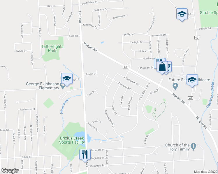 map of restaurants, bars, coffee shops, grocery stores, and more near Southern Pines Drive & Jfk Boulevard in Endwell