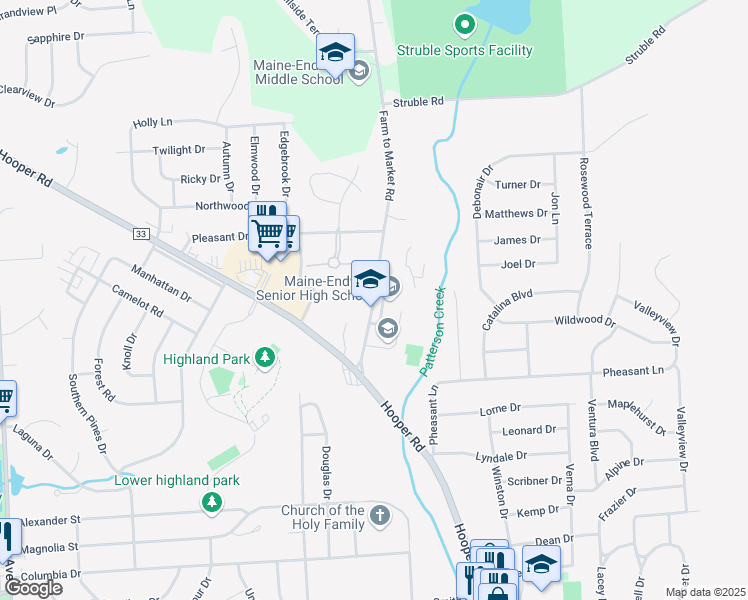 map of restaurants, bars, coffee shops, grocery stores, and more near 750 Farm to Market Road in Endwell