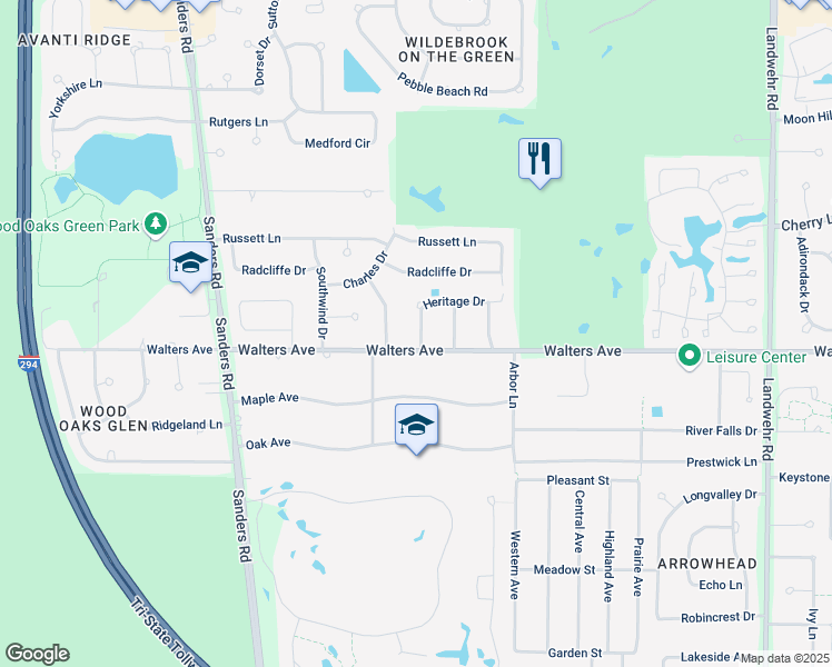map of restaurants, bars, coffee shops, grocery stores, and more near 1335 Eskin Drive in Northbrook