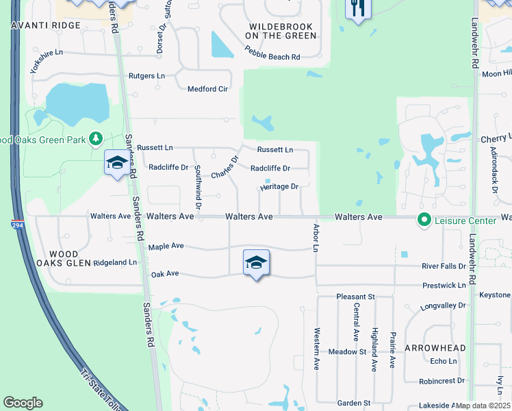 map of restaurants, bars, coffee shops, grocery stores, and more near 1335 Eskin Drive in Northbrook