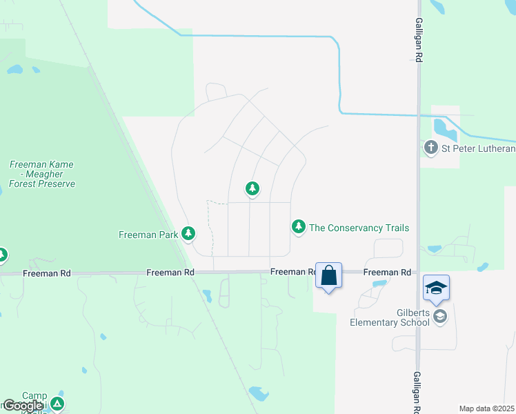 map of restaurants, bars, coffee shops, grocery stores, and more near 861 Sunburst Lane in Gilberts