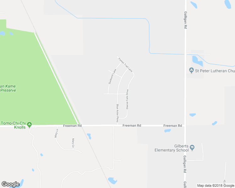 map of restaurants, bars, coffee shops, grocery stores, and more near Blue Aster Parkway in Gilberts