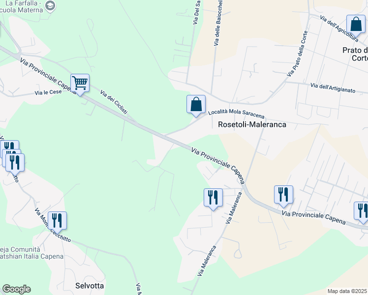 map of restaurants, bars, coffee shops, grocery stores, and more near 4 Località Mola Saracena in Rosetoli-maleranca