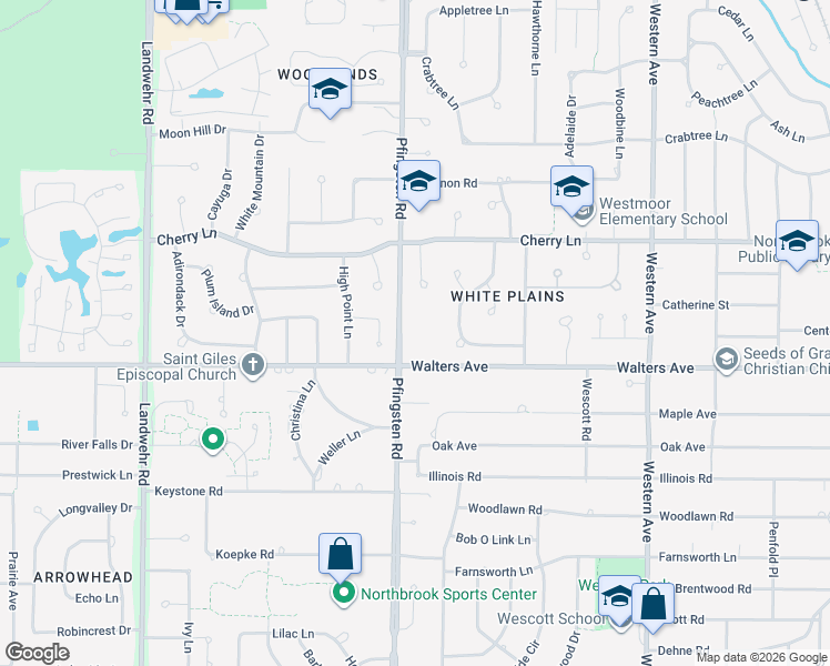 map of restaurants, bars, coffee shops, grocery stores, and more near 1331 Pfingsten Road in Northbrook