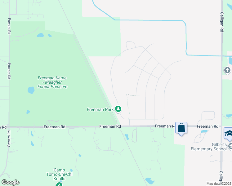 map of restaurants, bars, coffee shops, grocery stores, and more near Blue Aster Parkway in Gilberts