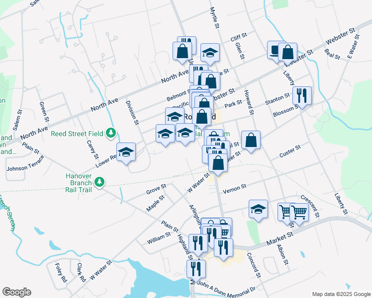 map of restaurants, bars, coffee shops, grocery stores, and more near 52 Mackinlay Way in Rockland