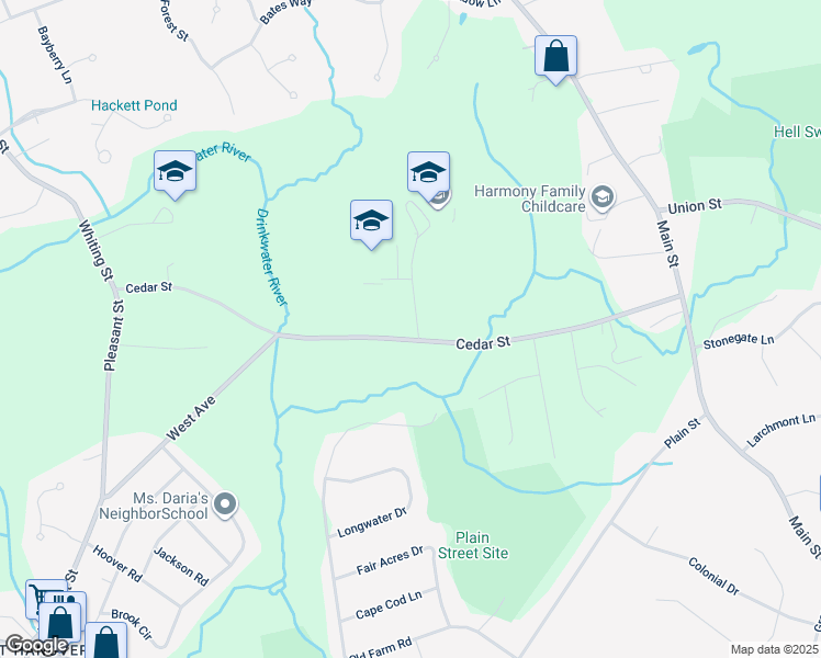 map of restaurants, bars, coffee shops, grocery stores, and more near 239 Cedar Street in Hanover