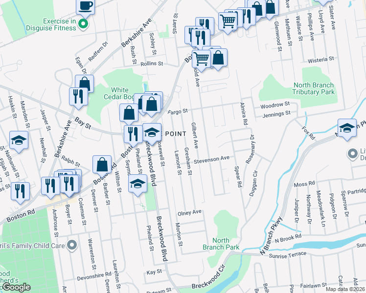 map of restaurants, bars, coffee shops, grocery stores, and more near 132 Gresham Street in Springfield