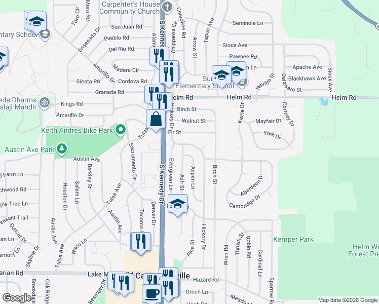 map of restaurants, bars, coffee shops, grocery stores, and more near 47 Aspen Lane in Carpentersville