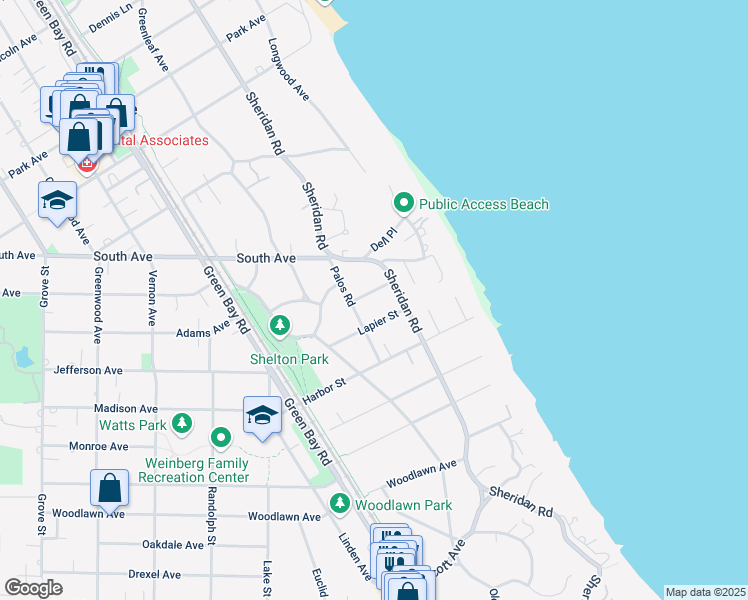 map of restaurants, bars, coffee shops, grocery stores, and more near 162 Montgomery Street in Glencoe
