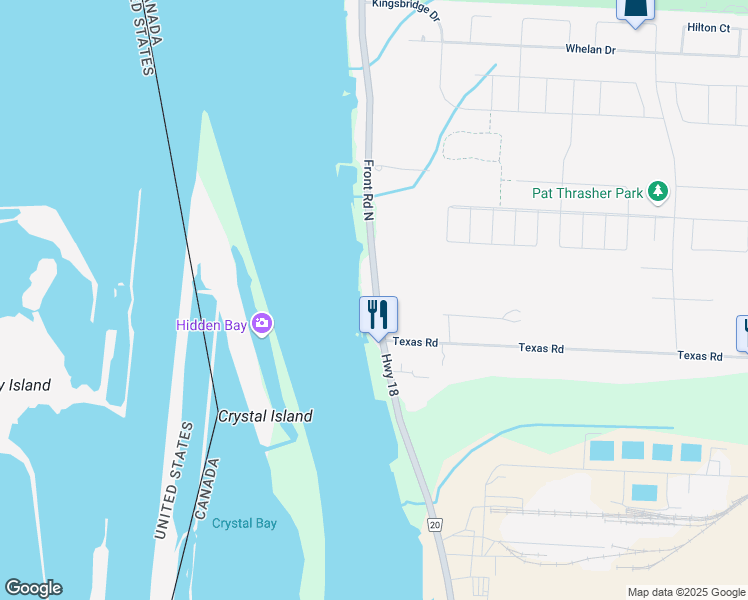 map of restaurants, bars, coffee shops, grocery stores, and more near 530 Essex County Road 20 in Amherstburg