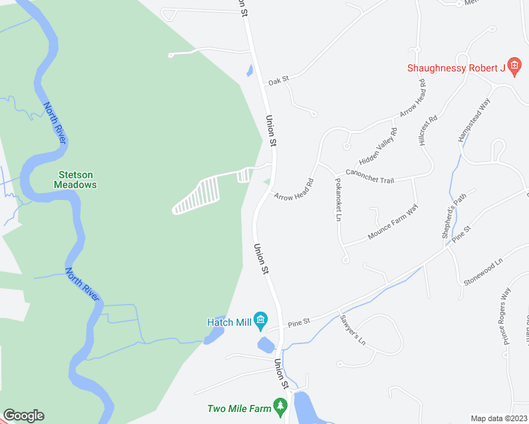 map of restaurants, bars, coffee shops, grocery stores, and more near 570 Union Street in Marshfield