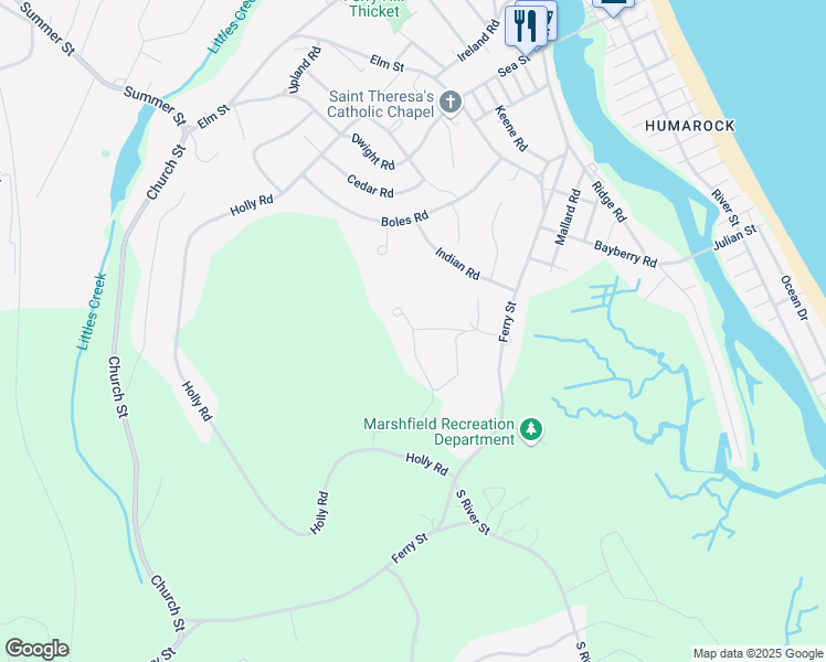 map of restaurants, bars, coffee shops, grocery stores, and more near 39 Brook Road in Marshfield