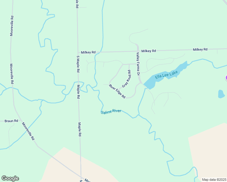 map of restaurants, bars, coffee shops, grocery stores, and more near 10472 River Edge Road in Saline