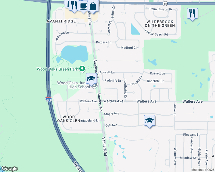 map of restaurants, bars, coffee shops, grocery stores, and more near 3926 Raintree Lane in Northbrook