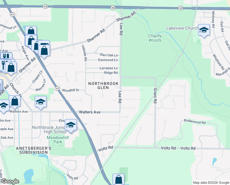 map of restaurants, bars, coffee shops, grocery stores, and more near 1330 Lee Road in Northbrook