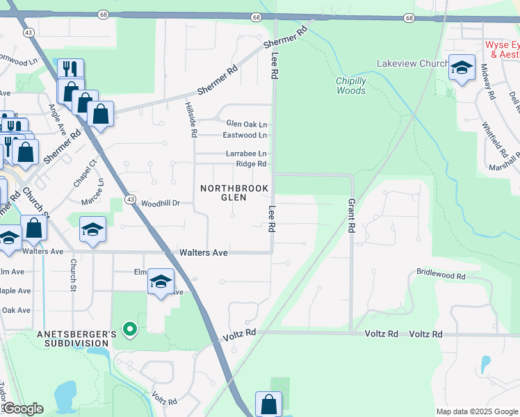 map of restaurants, bars, coffee shops, grocery stores, and more near 1330 Lee Road in Northbrook