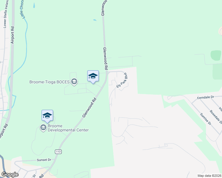 map of restaurants, bars, coffee shops, grocery stores, and more near 436 Glenwood Road in Binghamton