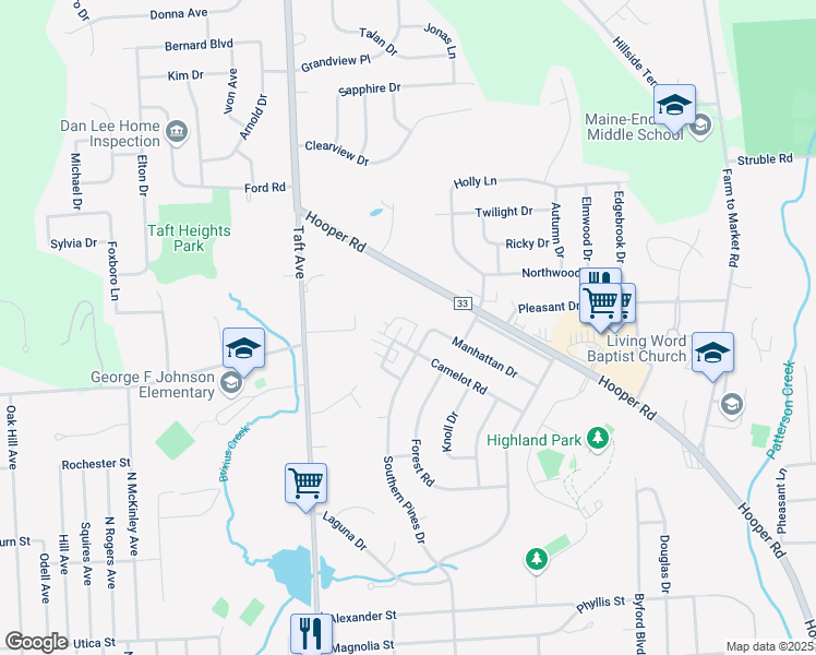 map of restaurants, bars, coffee shops, grocery stores, and more near 1035 Jfk Boulevard in Endicott