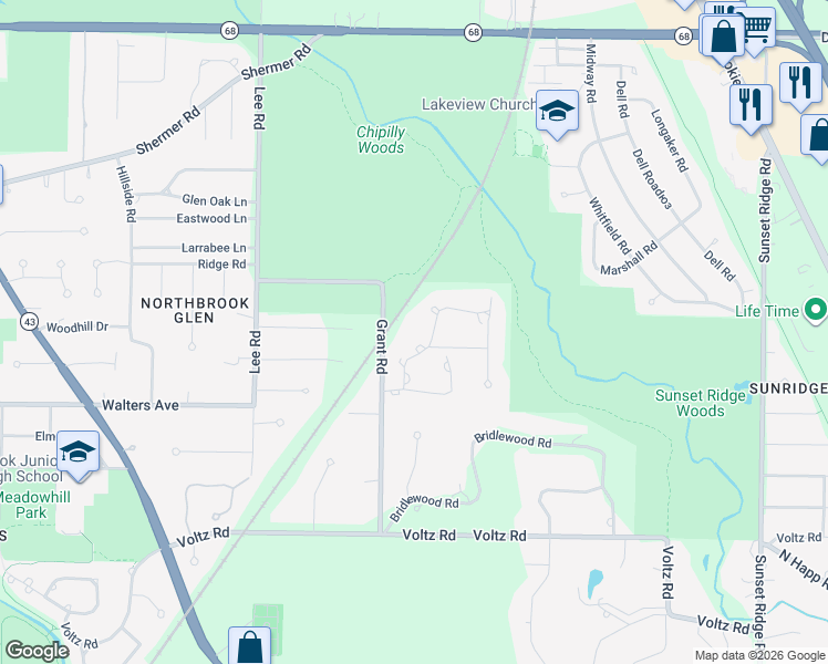 map of restaurants, bars, coffee shops, grocery stores, and more near 1308 Edgewood Lane in Northbrook