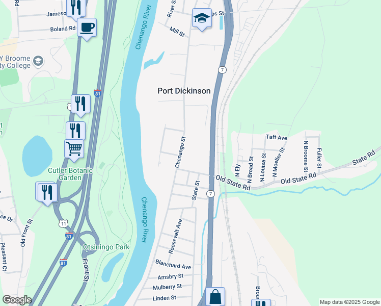 map of restaurants, bars, coffee shops, grocery stores, and more near 680 Chenango St in Binghamton