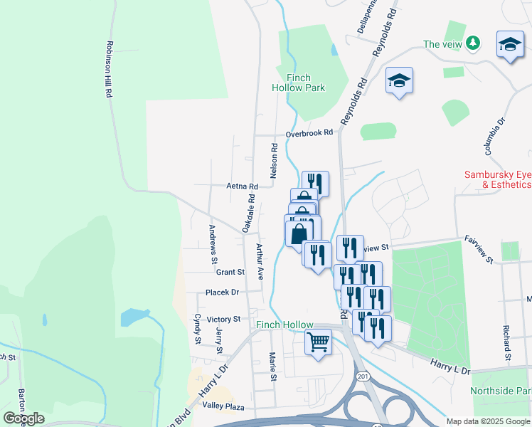 map of restaurants, bars, coffee shops, grocery stores, and more near 402 Arthur Avenue in Johnson City