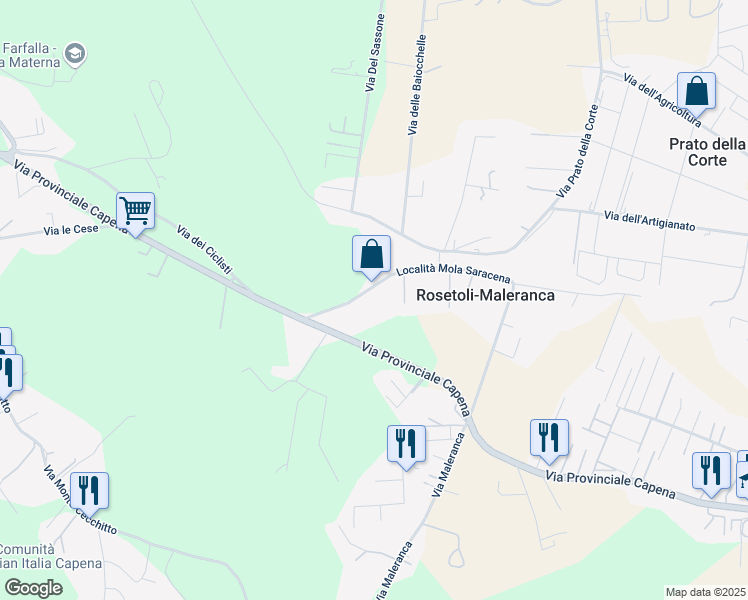 map of restaurants, bars, coffee shops, grocery stores, and more near 4 Località Mola Saracena in Rosetoli-maleranca