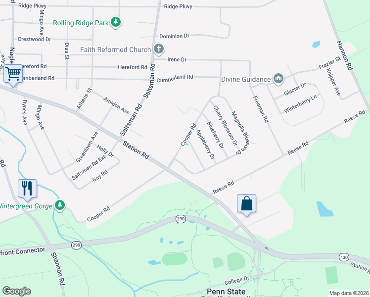map of restaurants, bars, coffee shops, grocery stores, and more near 4102 Maple Grove Dr in Erie