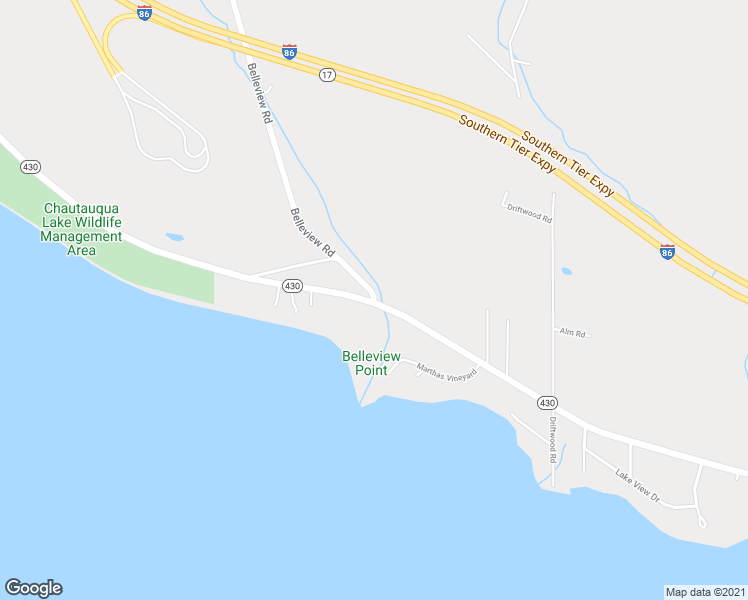 map of restaurants, bars, coffee shops, grocery stores, and more near 3408 Bellview Road in Bemus Point