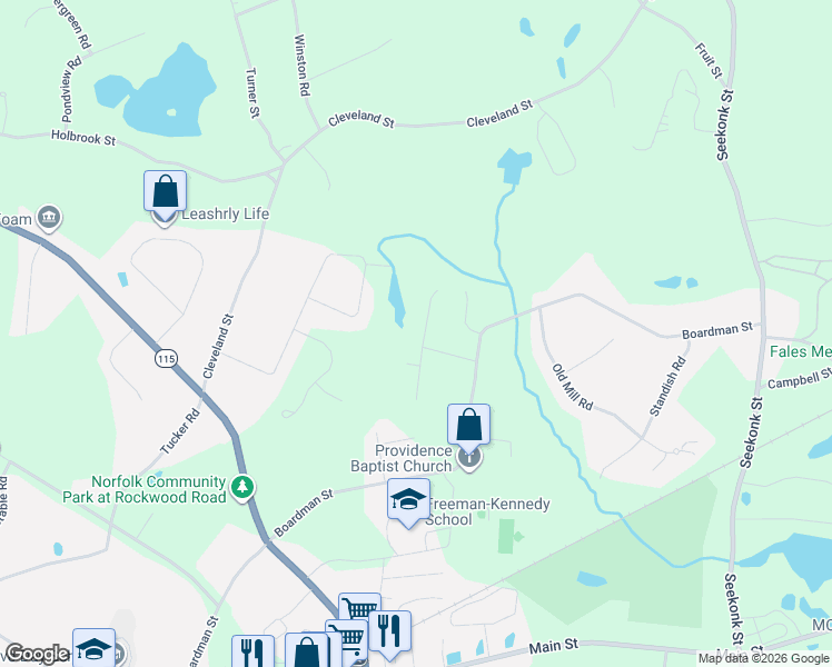 map of restaurants, bars, coffee shops, grocery stores, and more near 7 Old Colony Drive in Norfolk