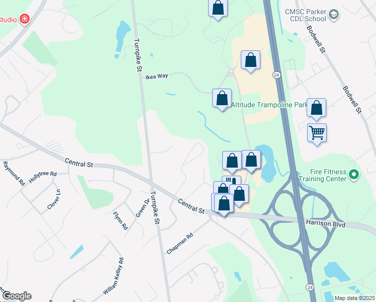 map of restaurants, bars, coffee shops, grocery stores, and more near 118 Larson Road in Stoughton