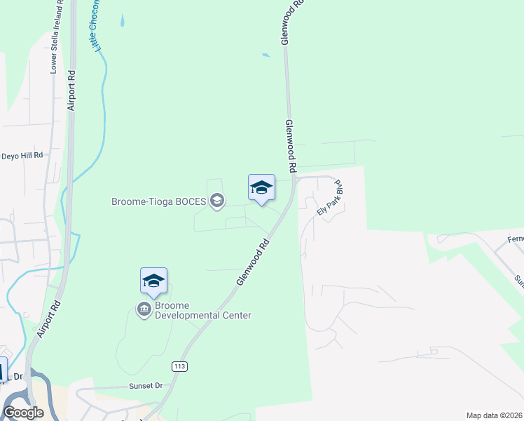 map of restaurants, bars, coffee shops, grocery stores, and more near 435 Glenwood Road in Binghamton