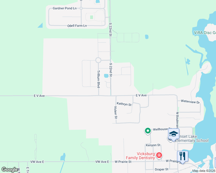 map of restaurants, bars, coffee shops, grocery stores, and more near 1021 West Villas Drive in Vicksburg