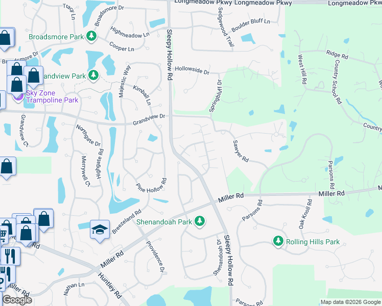 map of restaurants, bars, coffee shops, grocery stores, and more near 3614 Roanoke Avenue in Carpentersville