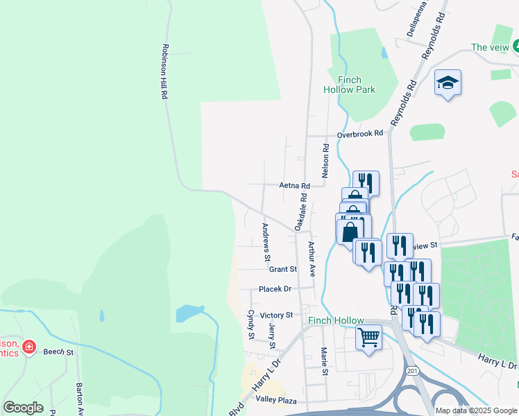 map of restaurants, bars, coffee shops, grocery stores, and more near 426 Fernwood Avenue in Johnson City