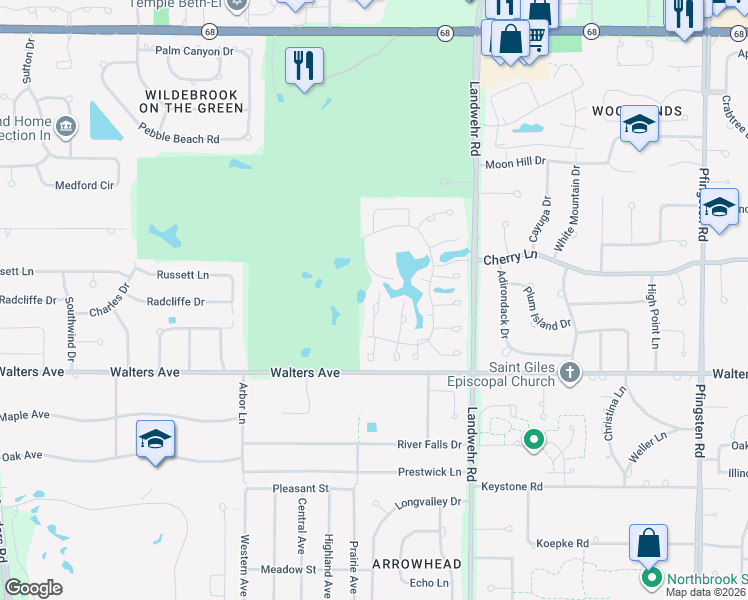 map of restaurants, bars, coffee shops, grocery stores, and more near 1014 The Court of Harborside in Northbrook
