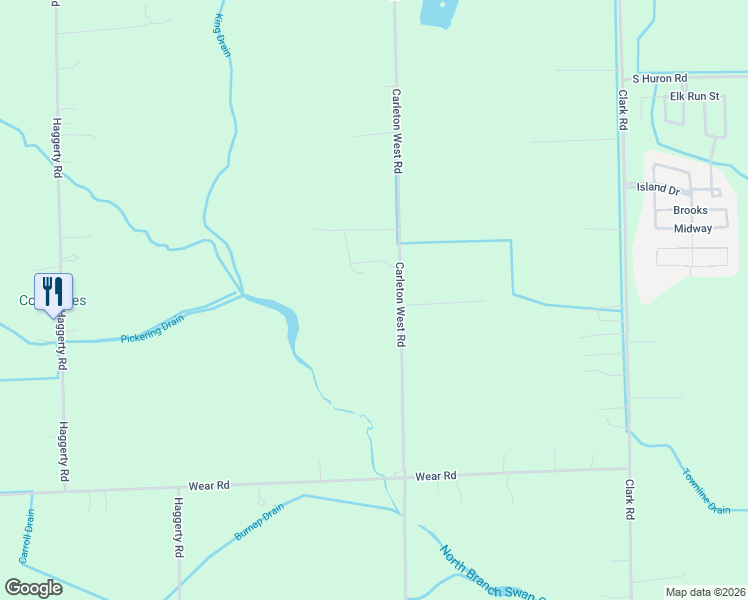 map of restaurants, bars, coffee shops, grocery stores, and more near 23760 Carleton West Road in Belleville