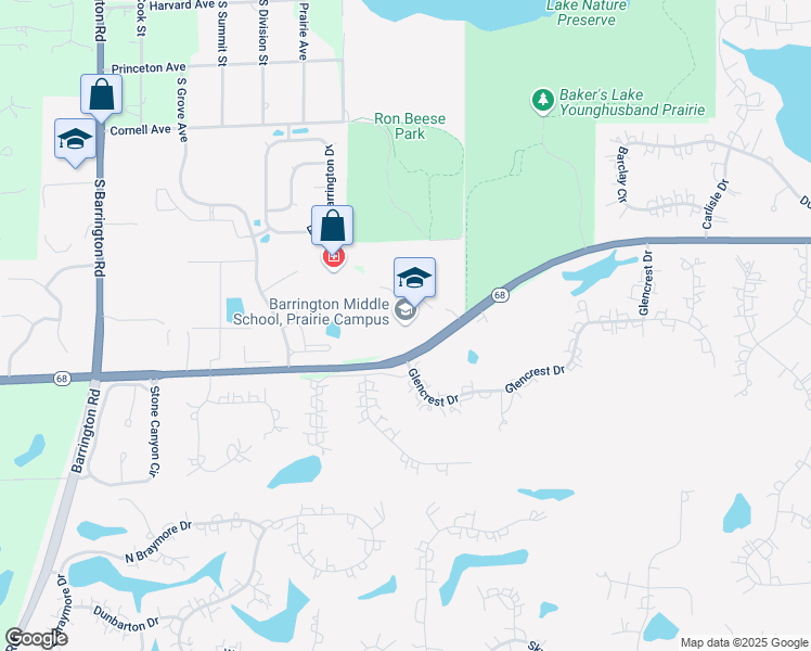 map of restaurants, bars, coffee shops, grocery stores, and more near 40 East Dundee Road in Barrington