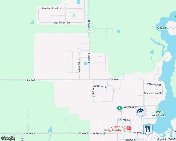 map of restaurants, bars, coffee shops, grocery stores, and more near 1001 West Villas Drive in Vicksburg
