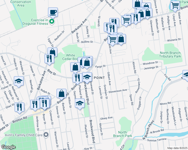 map of restaurants, bars, coffee shops, grocery stores, and more near 29 Morton Street in Springfield
