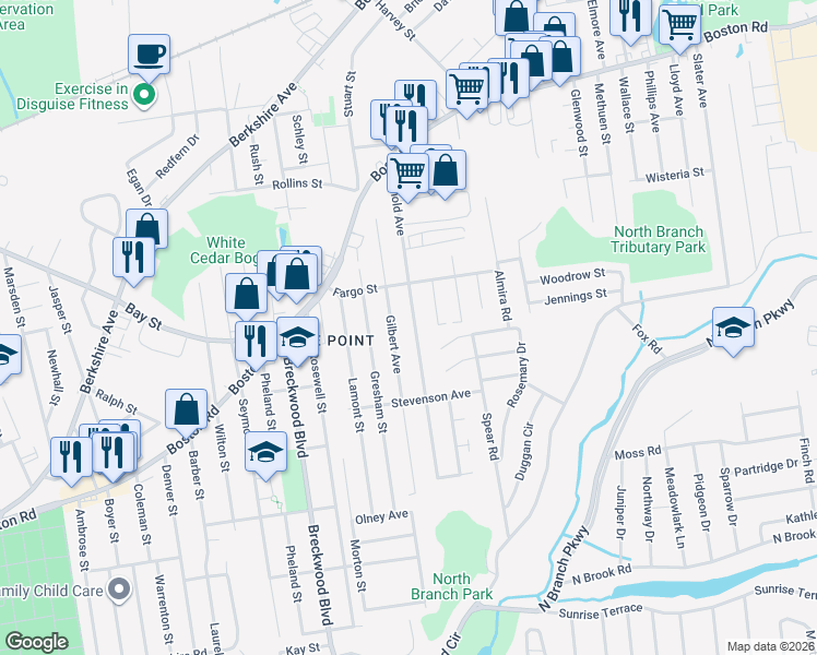 map of restaurants, bars, coffee shops, grocery stores, and more near 156 Arnold Avenue in Springfield