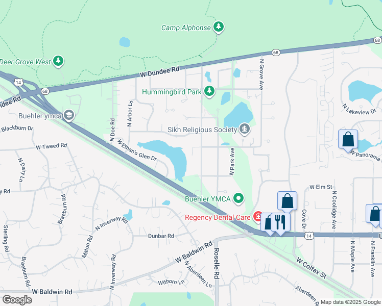 map of restaurants, bars, coffee shops, grocery stores, and more near in Palatine