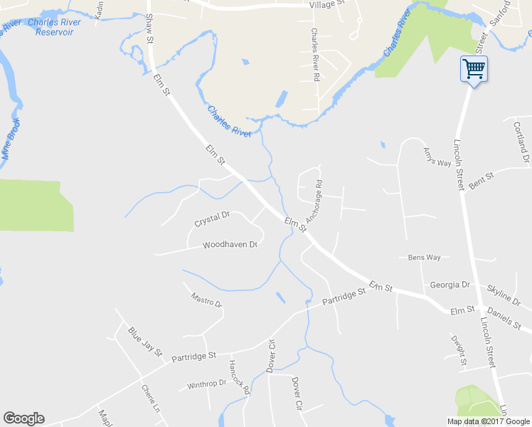 map of restaurants, bars, coffee shops, grocery stores, and more near 2 Dena Drive in Franklin