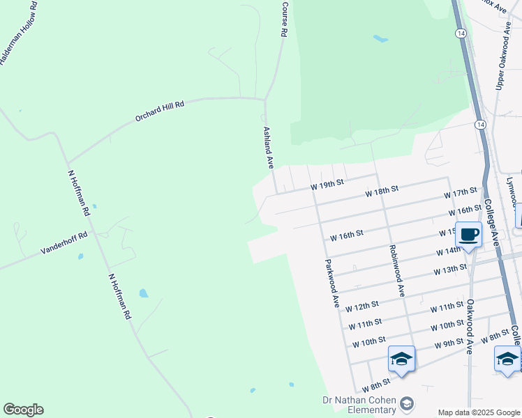 map of restaurants, bars, coffee shops, grocery stores, and more near 10 Woodland Way in Horseheads