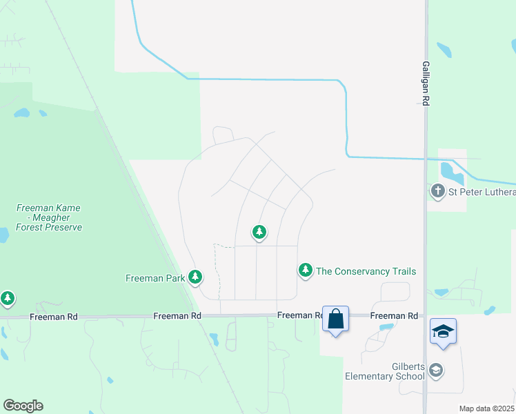 map of restaurants, bars, coffee shops, grocery stores, and more near 948 Sunburst Lane in Gilberts